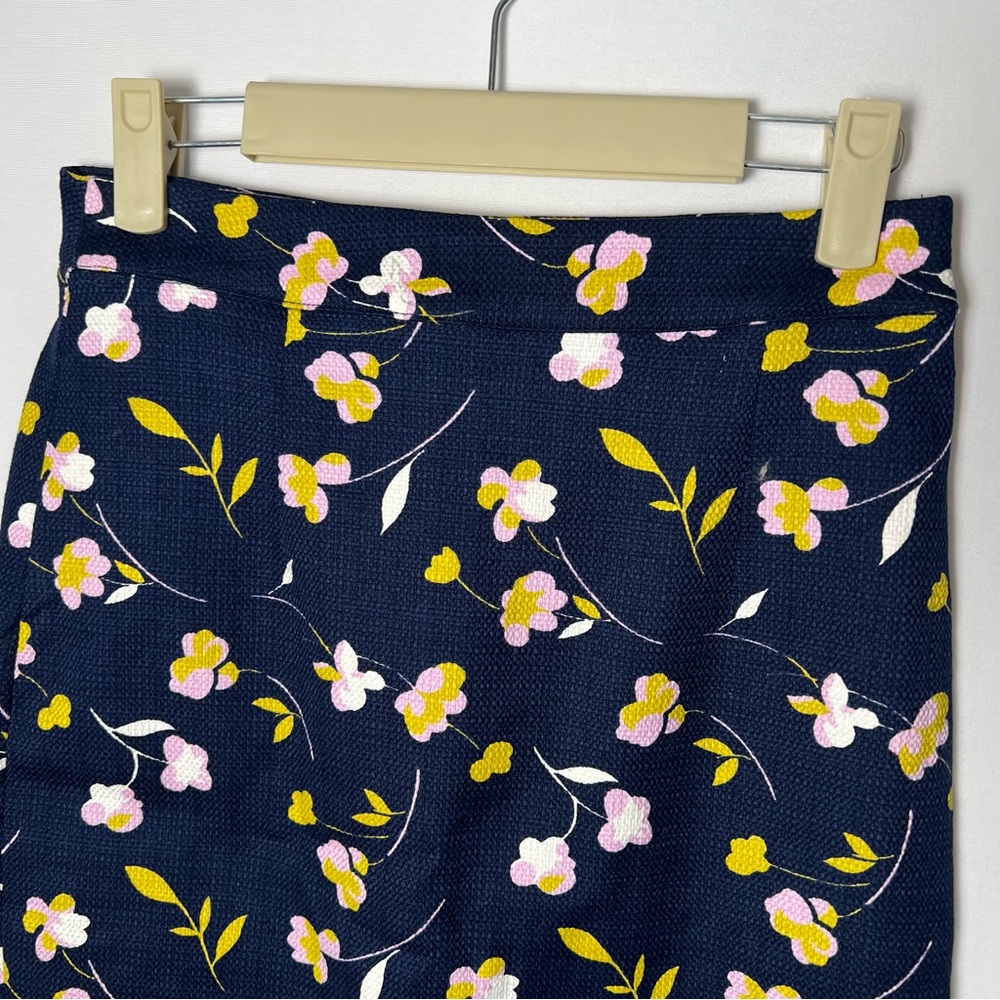 Boden Martha Pencil Skirt Women's 2 Reg Floral Navy Blue Lined Career Back Zip - Picture 2 of 9